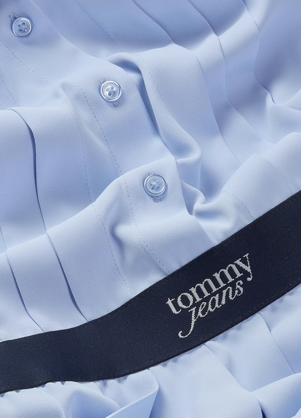 Світло-синя кежуал сукня з спідницею-сонце, сукня-сорочка, плісована Tommy Jeans однотонна