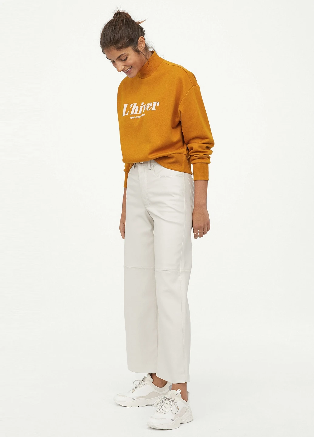 Горчичный свитшот H&M надпись без декора (195236920)