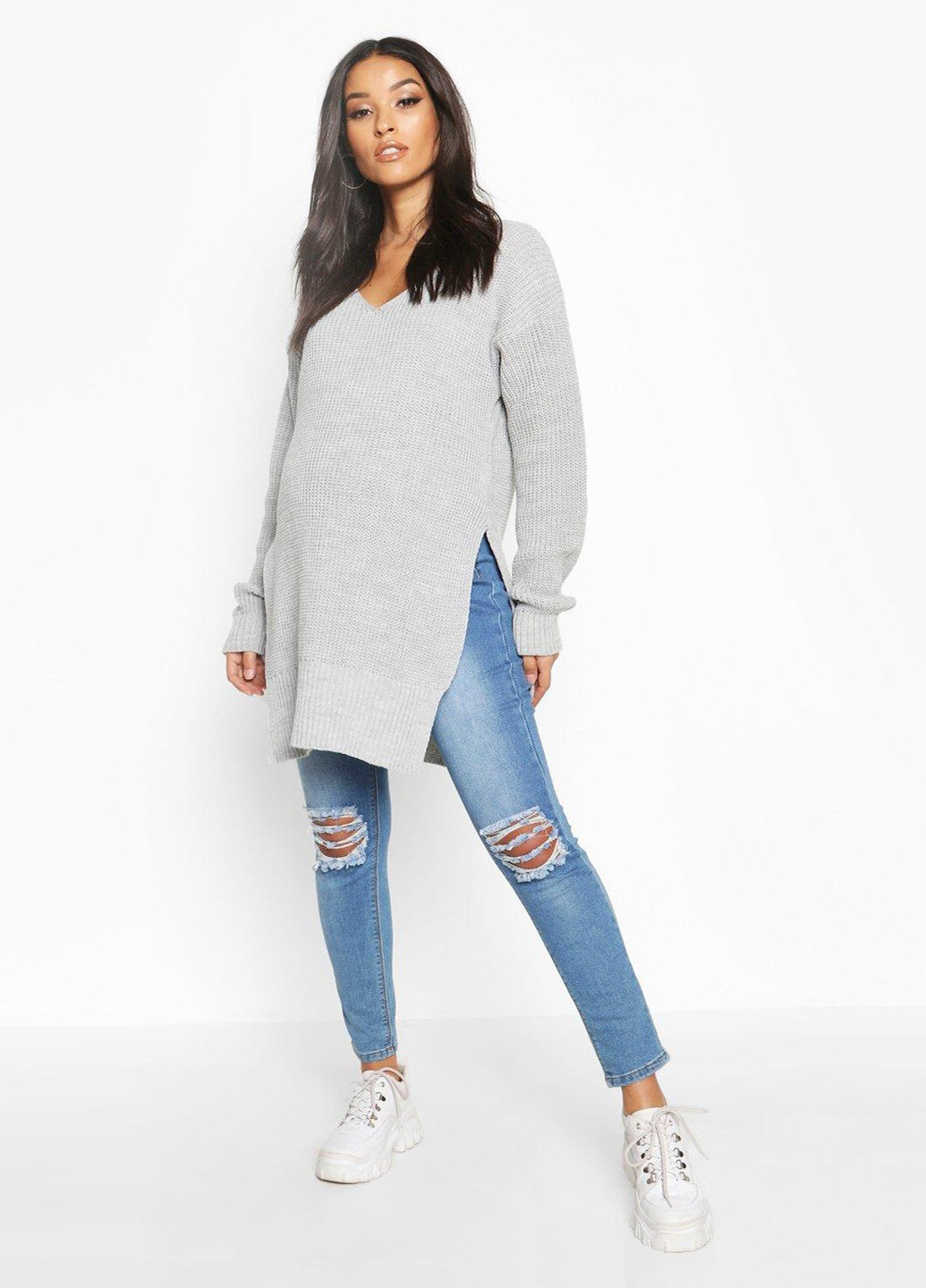 Світло-сірий демісезонний пуловер для вагітних пуловер Boohoo
