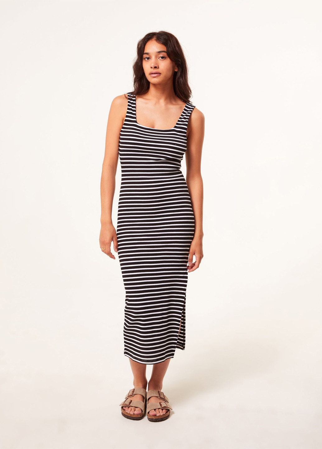 Черно-белое кэжуал платье платье-майка Jennyfer в полоску