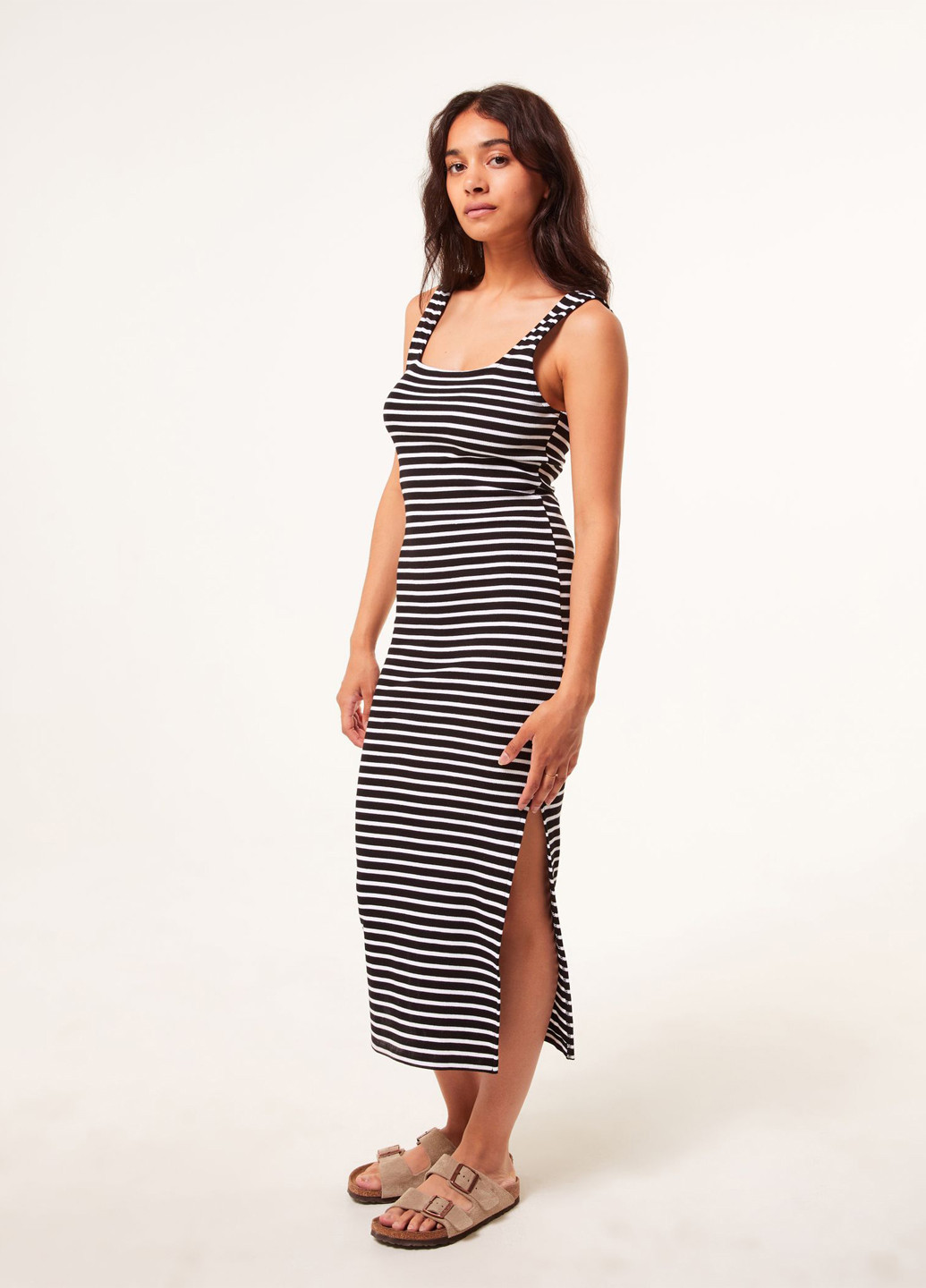 Черно-белое кэжуал платье платье-майка Jennyfer в полоску