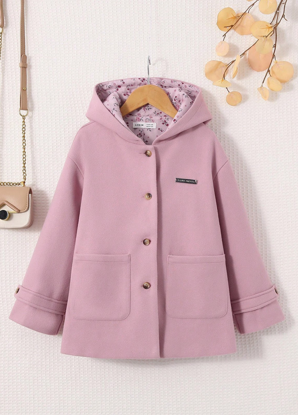 Светло-розовое демисезонное Пальто SHEIN