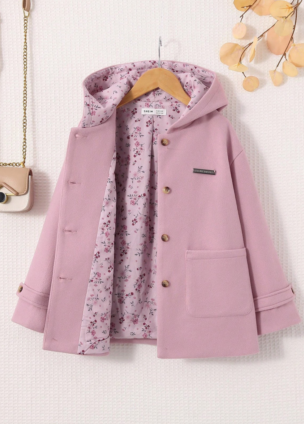Светло-розовое демисезонное Пальто SHEIN