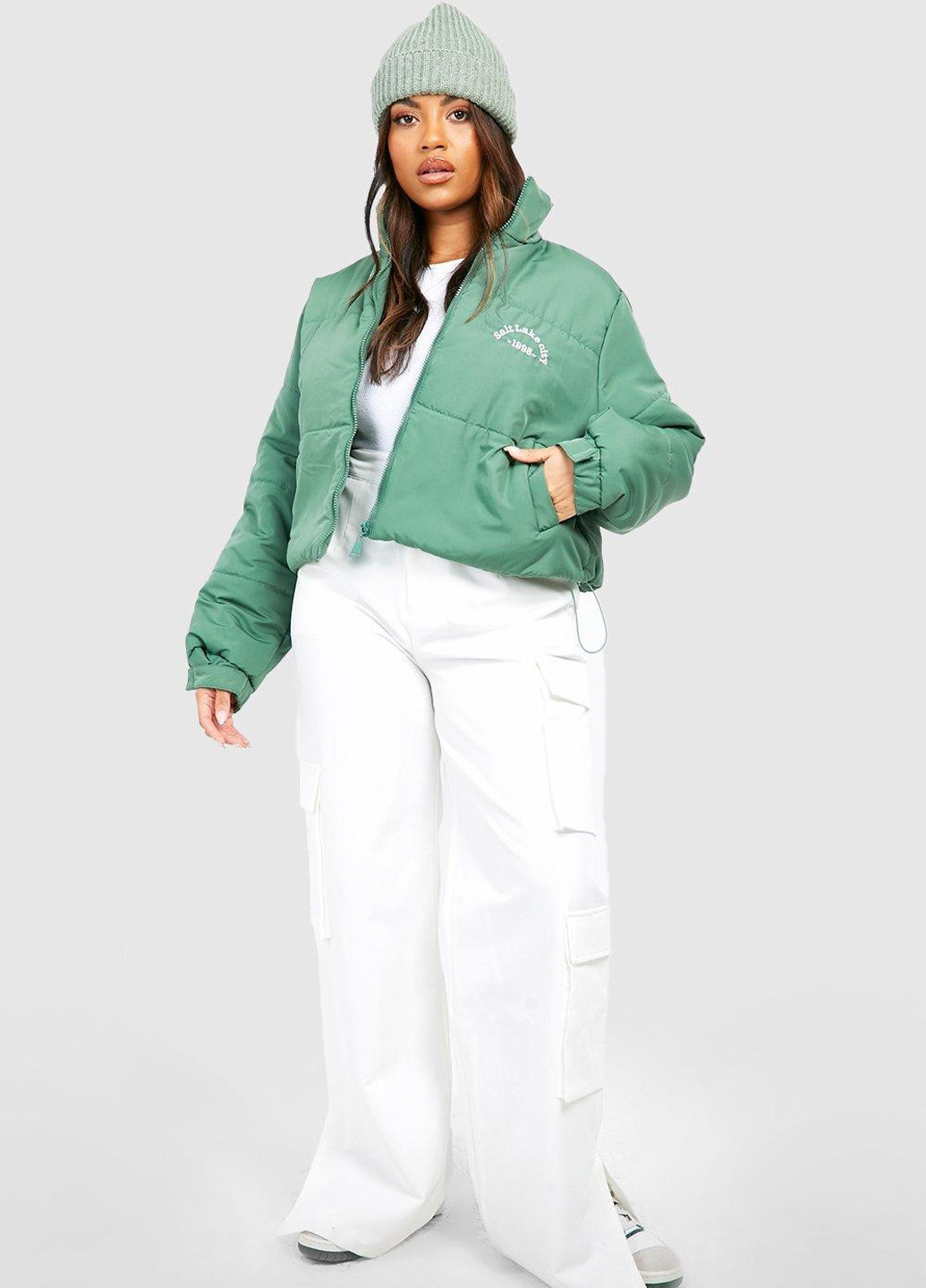 Светло-зеленая демисезонная куртка Boohoo