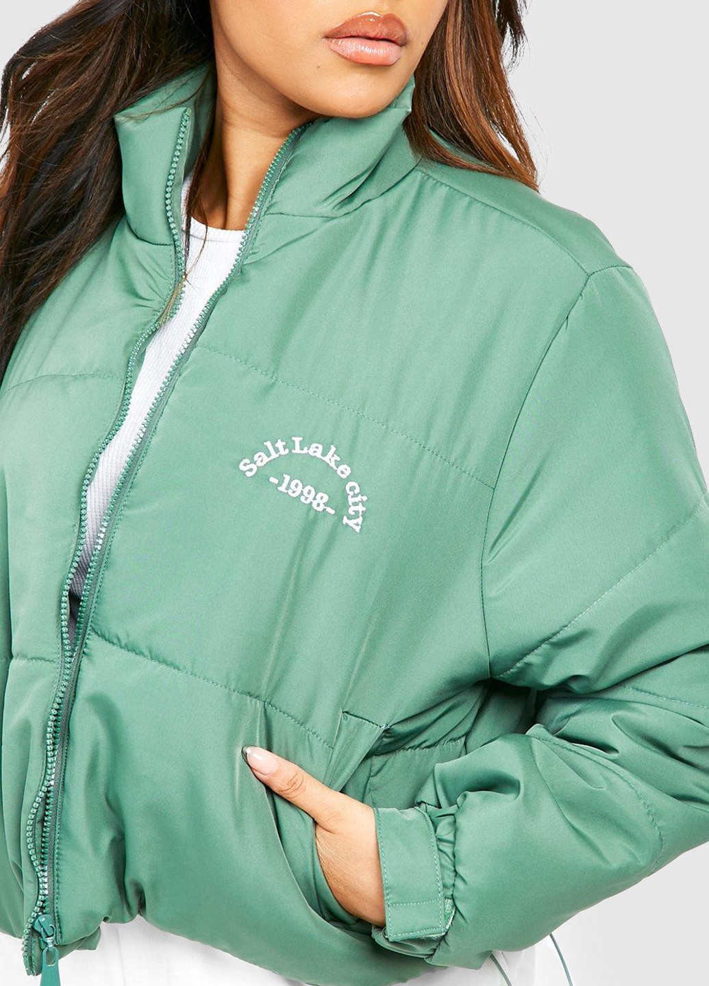 Светло-зеленая демисезонная куртка Boohoo