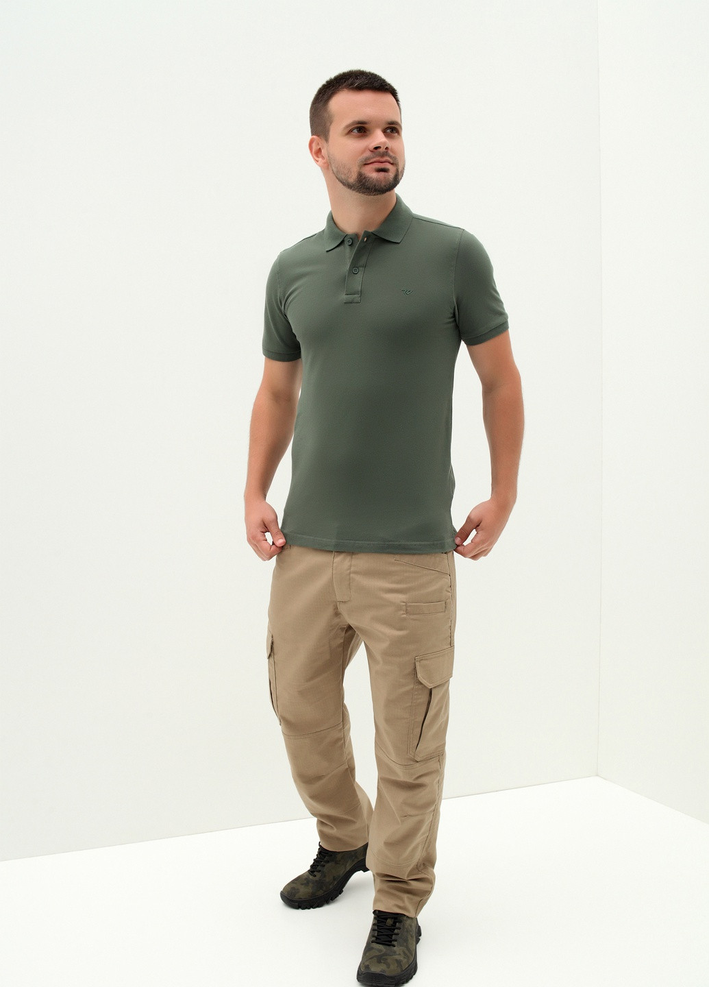 Оливковая (хаки) футболка-поло для мужчин Stendo