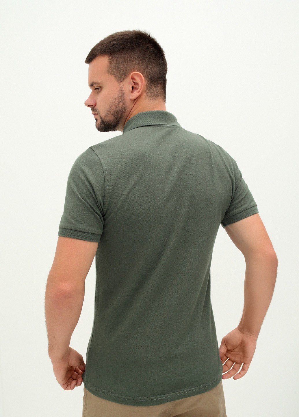 Оливковая (хаки) футболка-поло для мужчин Stendo
