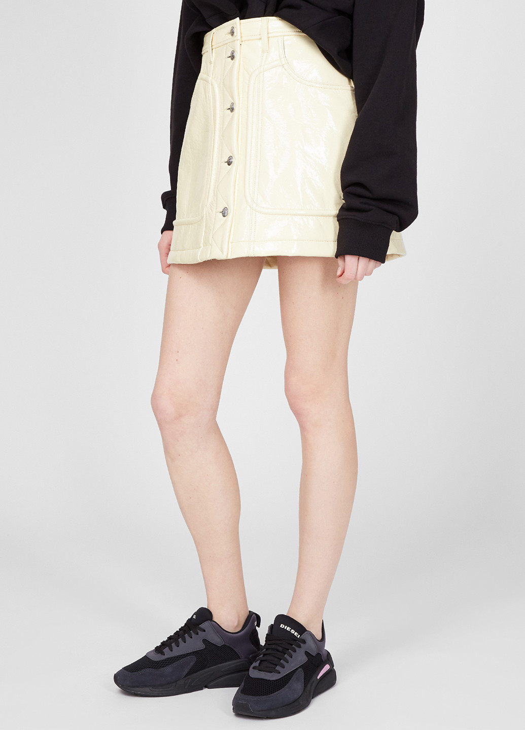 Белая кэжуал однотонная юбка Diesel а-силуэта (трапеция)