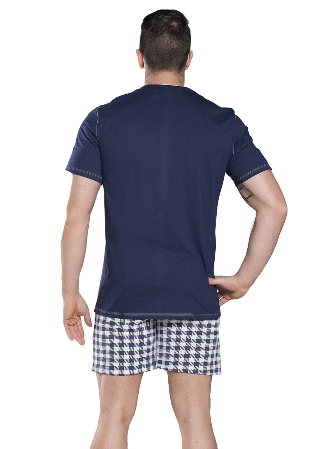 Темно-синий демисезонный комплект (футболка, шорты) Italian Fashion