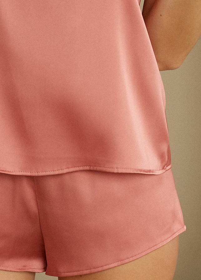 Рожева всесезон комплект шовковий з шортами kimberly майка + шорти Forly