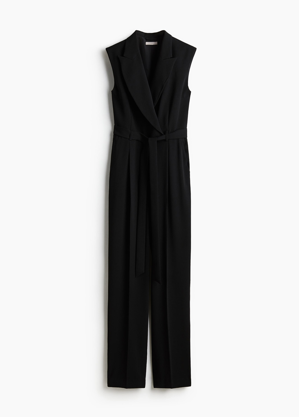 Комбинезон H&M комбинезон-брюки однотонный чёрный вечерний, деловой, кэжуал полиэстер