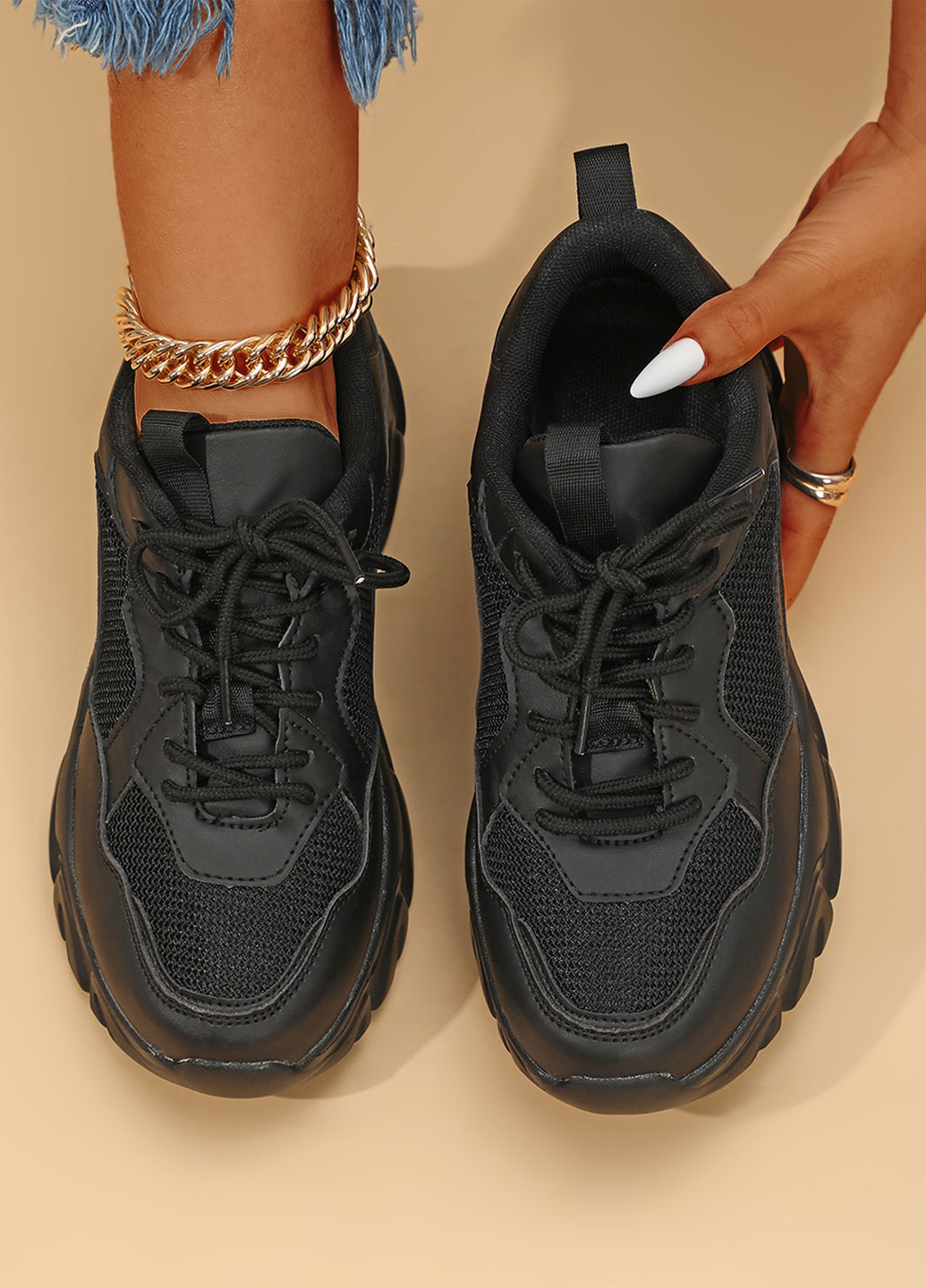 Кроссовки SHEIN чёрные демисезоны (365957385)