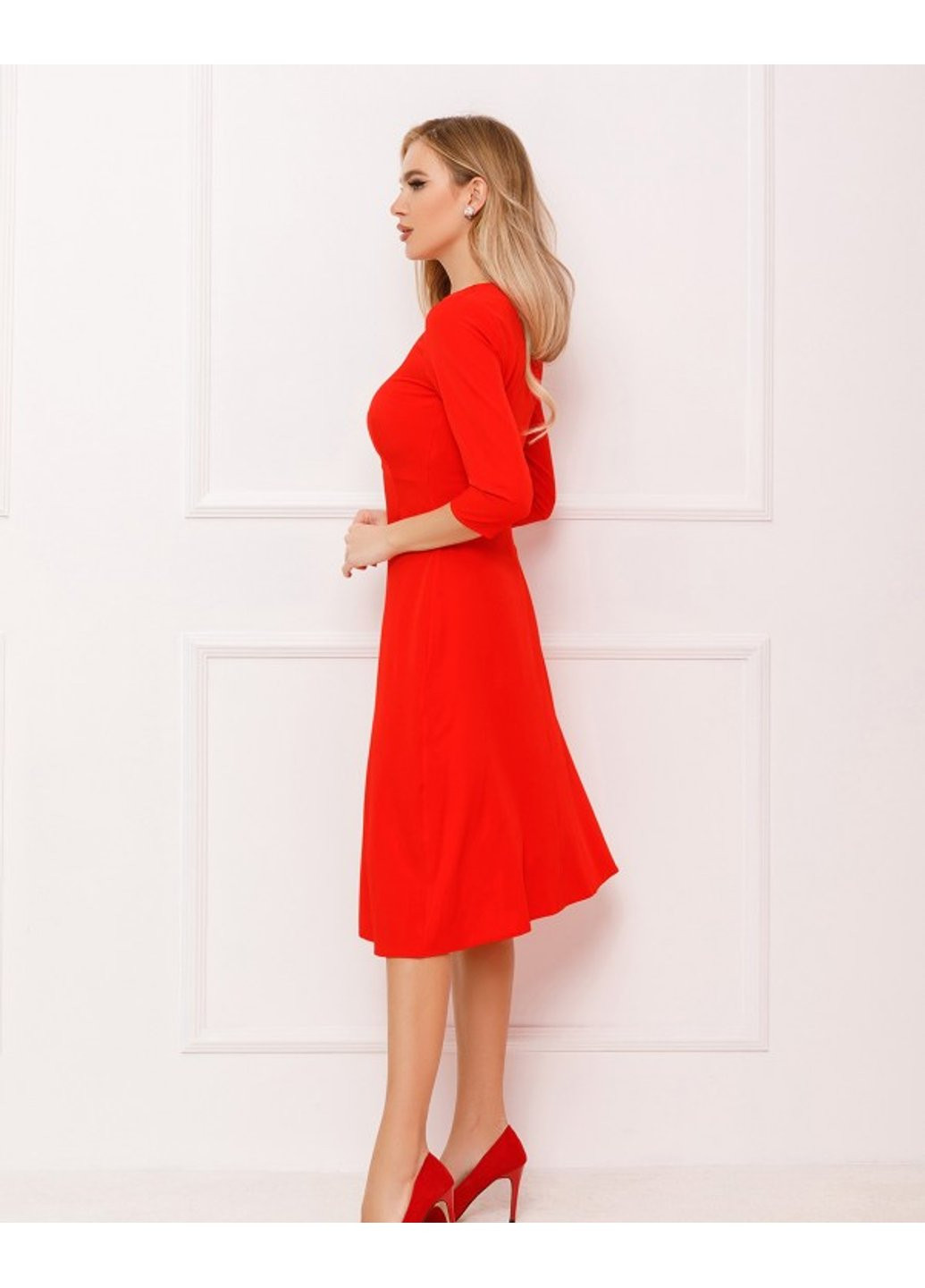 Красное деловое платье 12859 s розовый ISSA PLUS однотонное