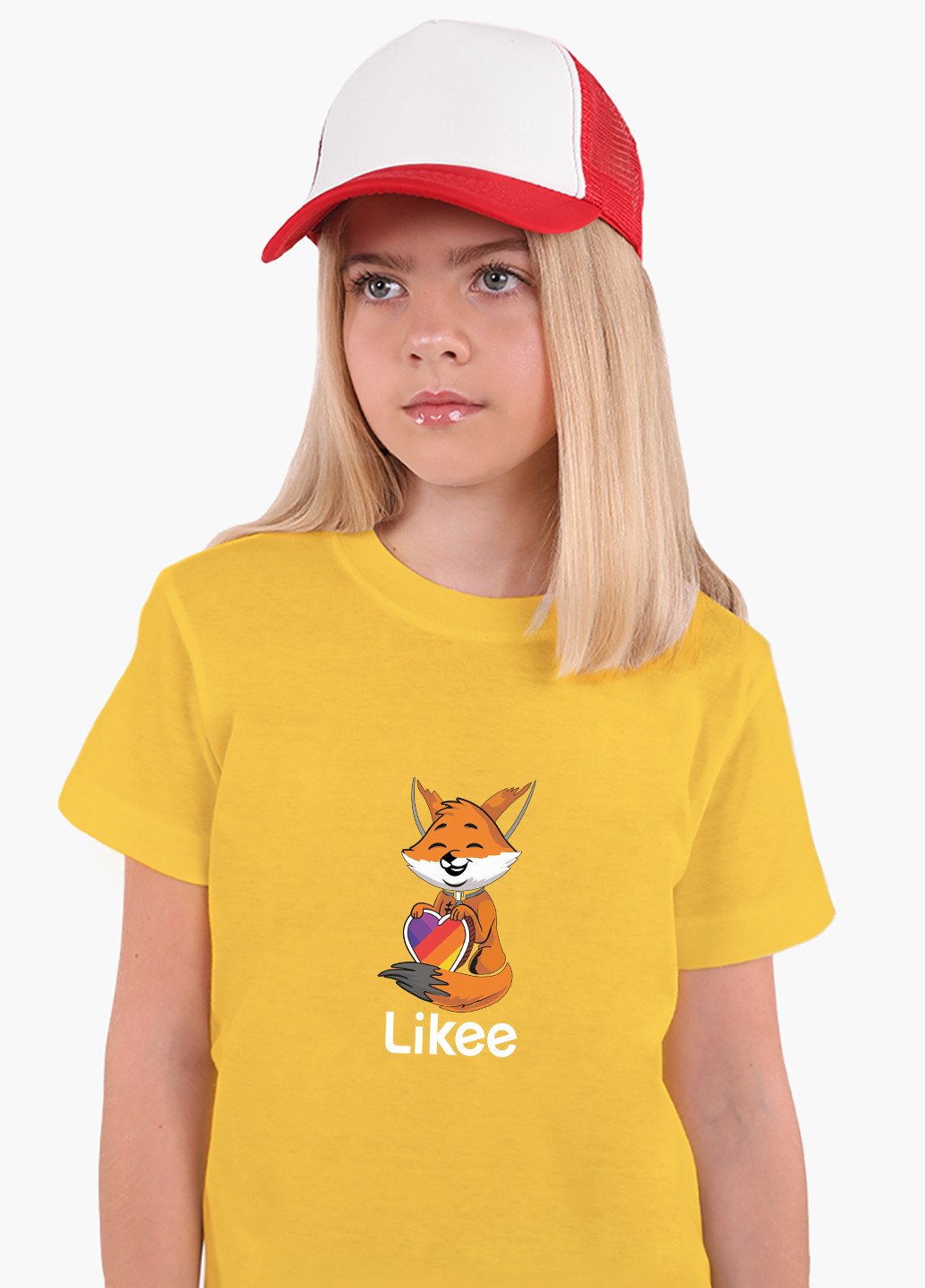Желтая демисезонная футболка детская лайк лисичка (likee fox)(9224-1033) MobiPrint