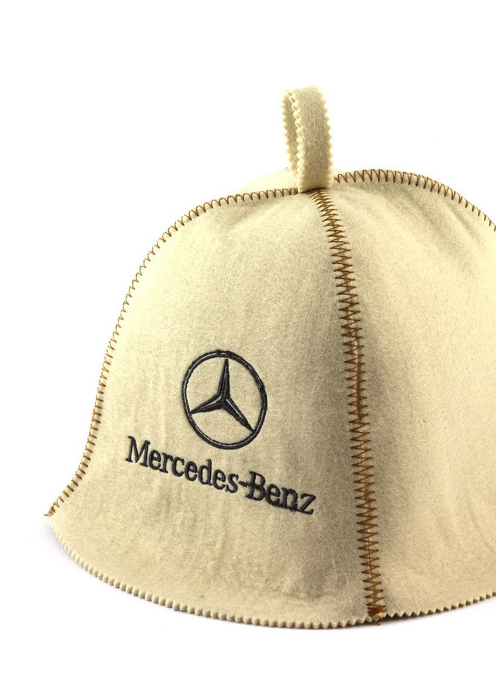 Банная шапка "Mercedes", искусственный фетр, белый (LA-313) Luxyart (252611463)