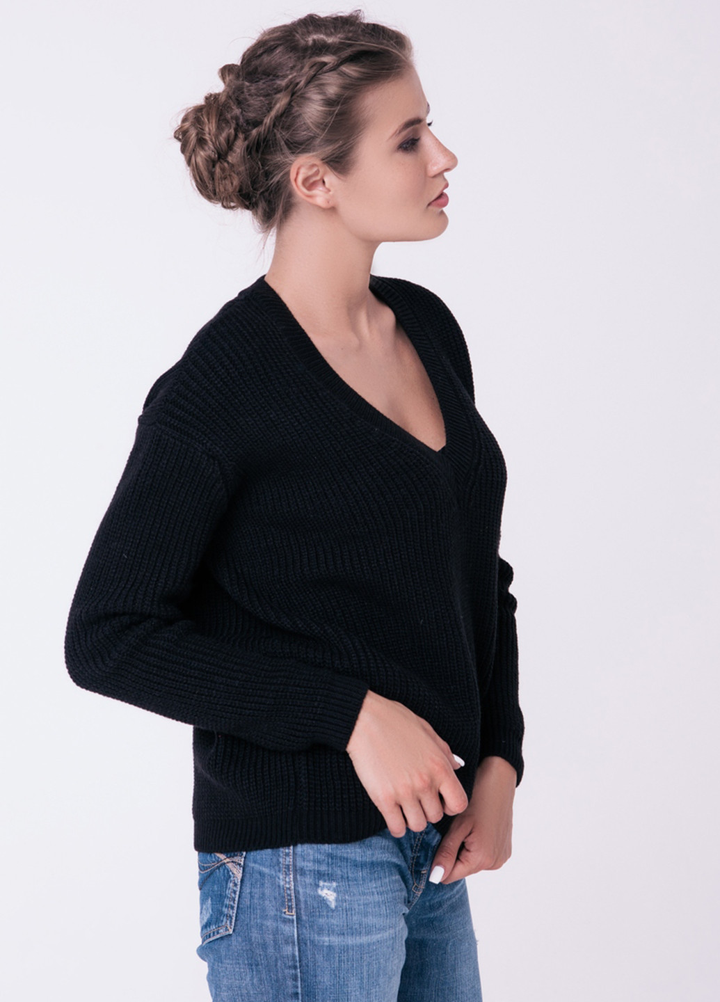 Черный зимний пуловер пуловер Sewel