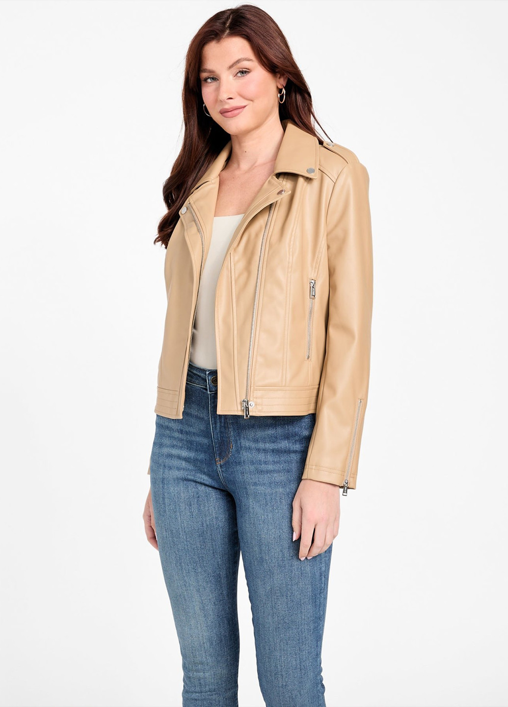 Бежева демісезонна куртка косуха Guess