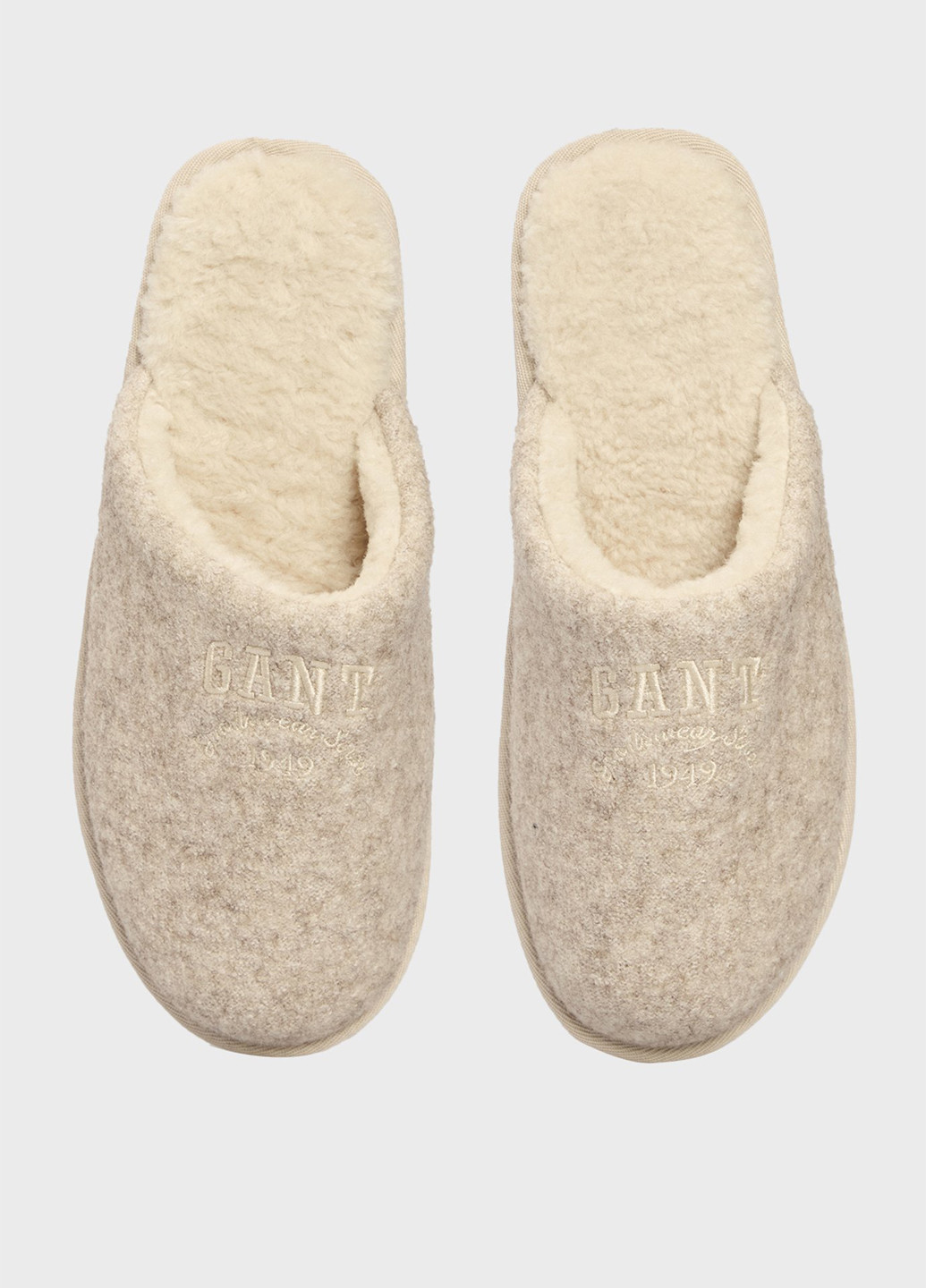 Серо-бежевые тапочки Gant с вышивкой, с логотипом