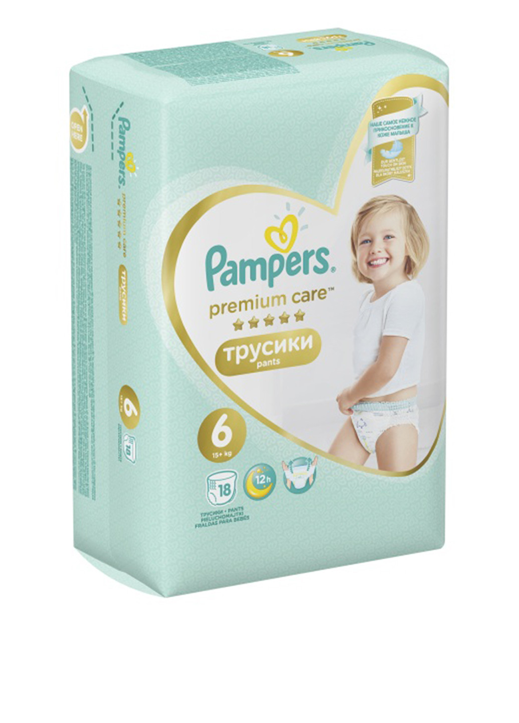 Підгузки-трусики Premium Care Pants Extra large 6 (15+ кг), (18 шт.) Pampers (130948103)