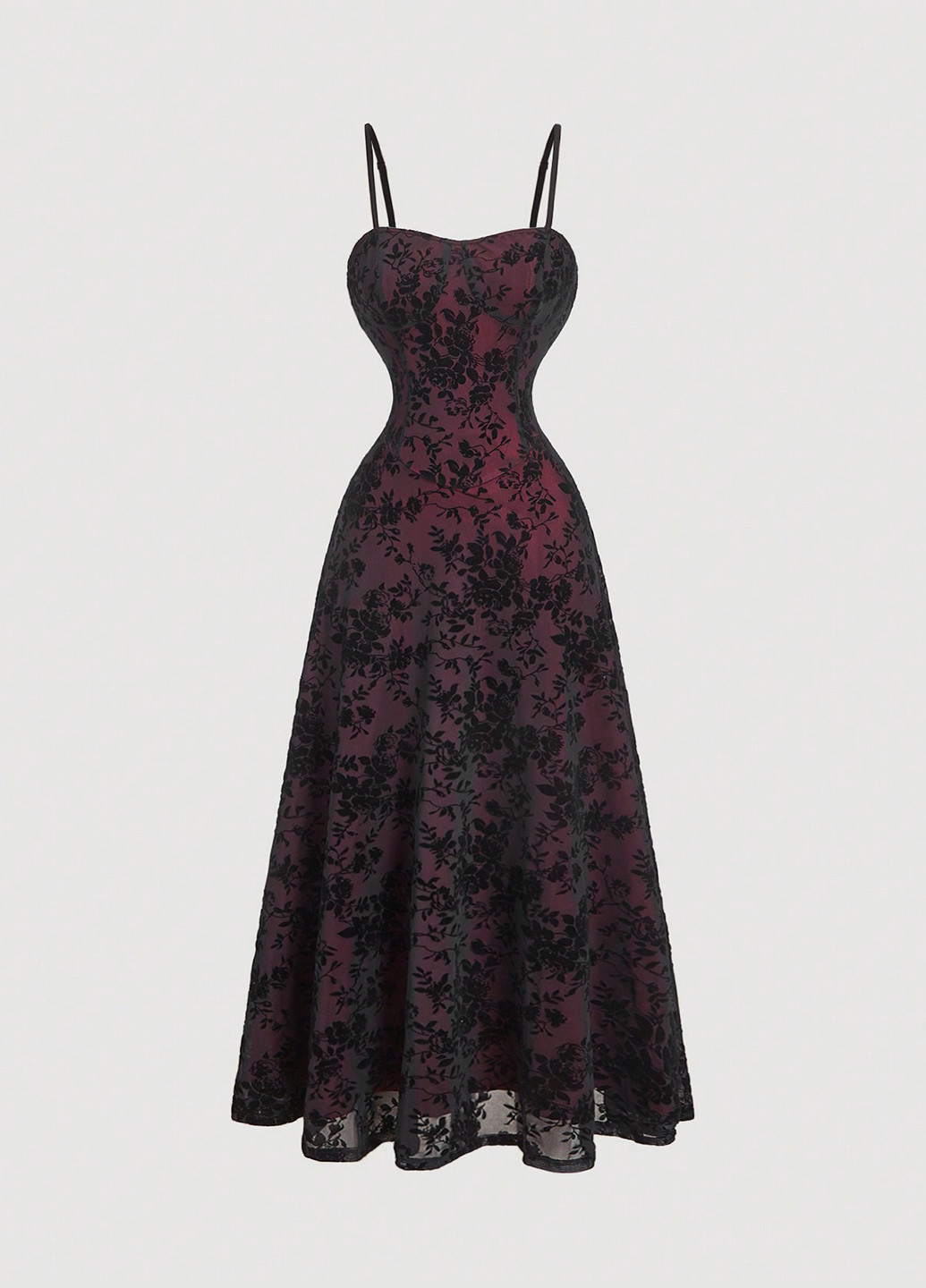 Чорна коктейльна, вечірня сукня SHEIN з квітковим принтом