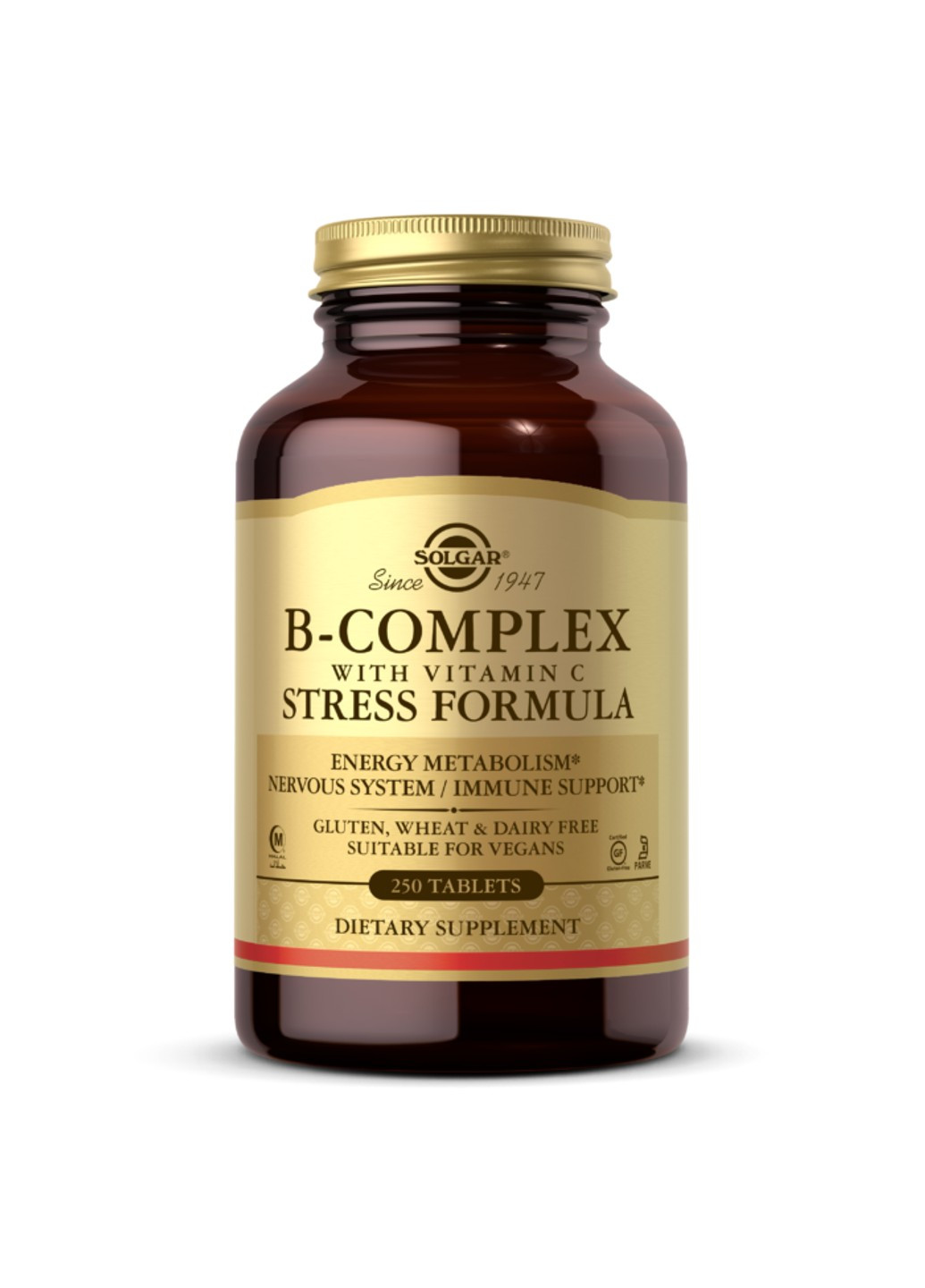 Комплекс витамином B с витамином C, B-Complex with Vitamin C Stress Formula 250 таблеток Solgar (255408628)