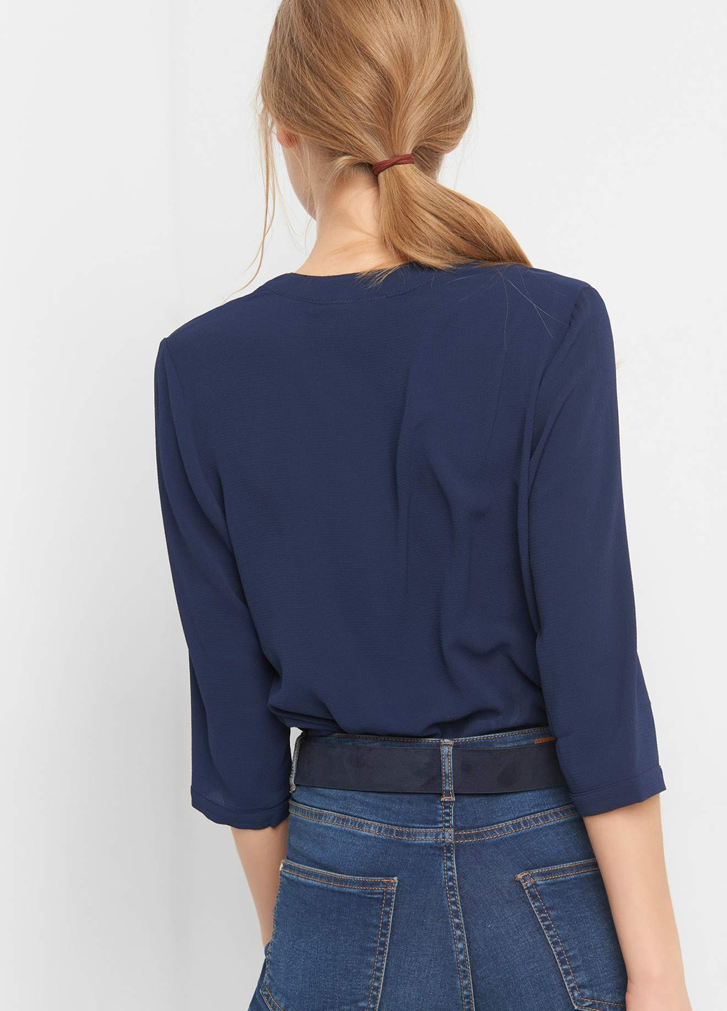 Темно-синя демісезонна блуза з довгим рукавом Orsay