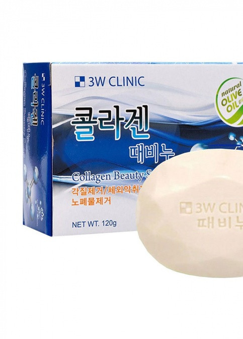 Collagen Beauty Soap Мыло очищающее для лица и тела с коллагеном, 120 г 3W Clinic (236528071)