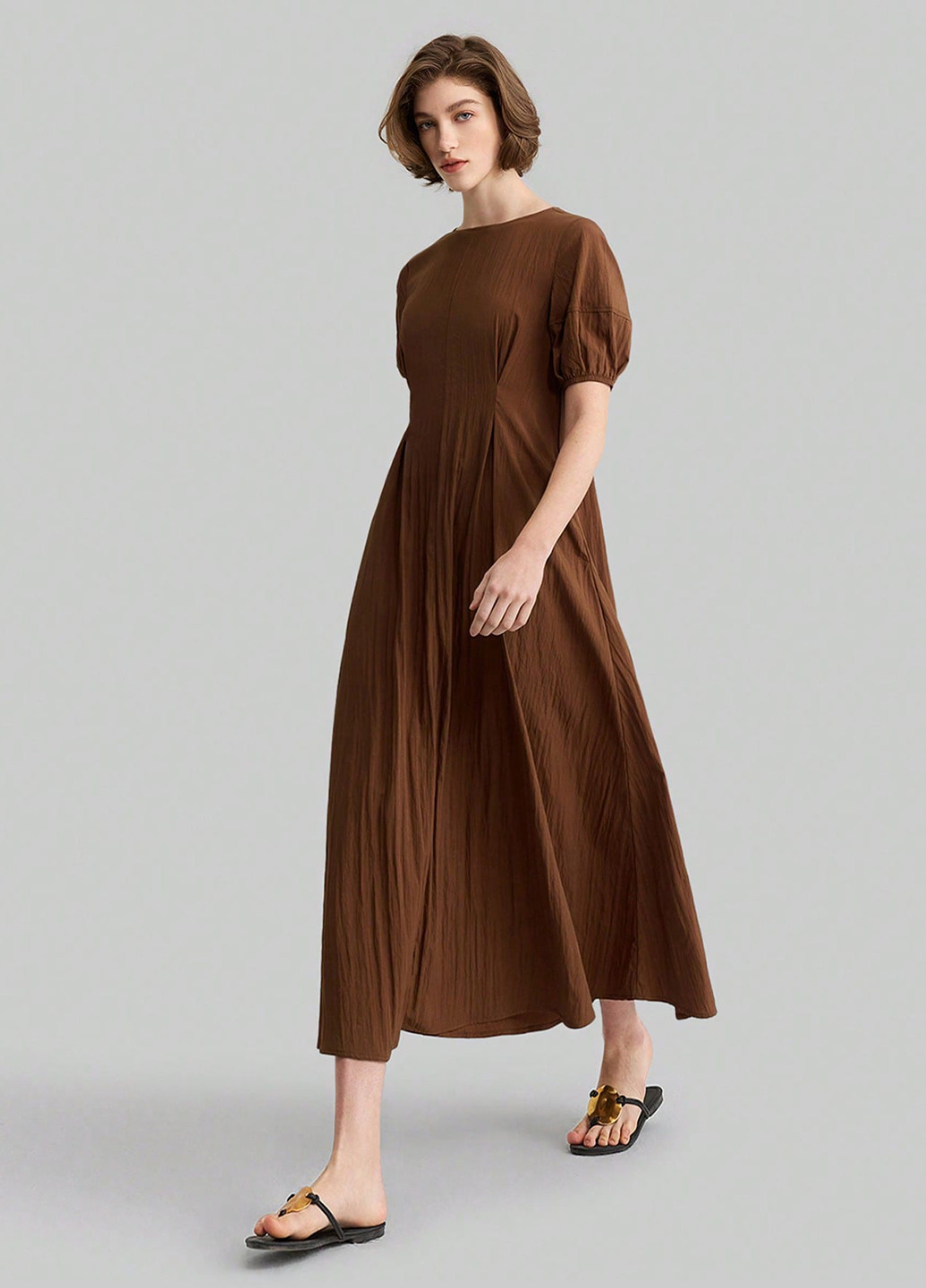 Коричнева кежуал сукня а-силует SHEIN однотонна