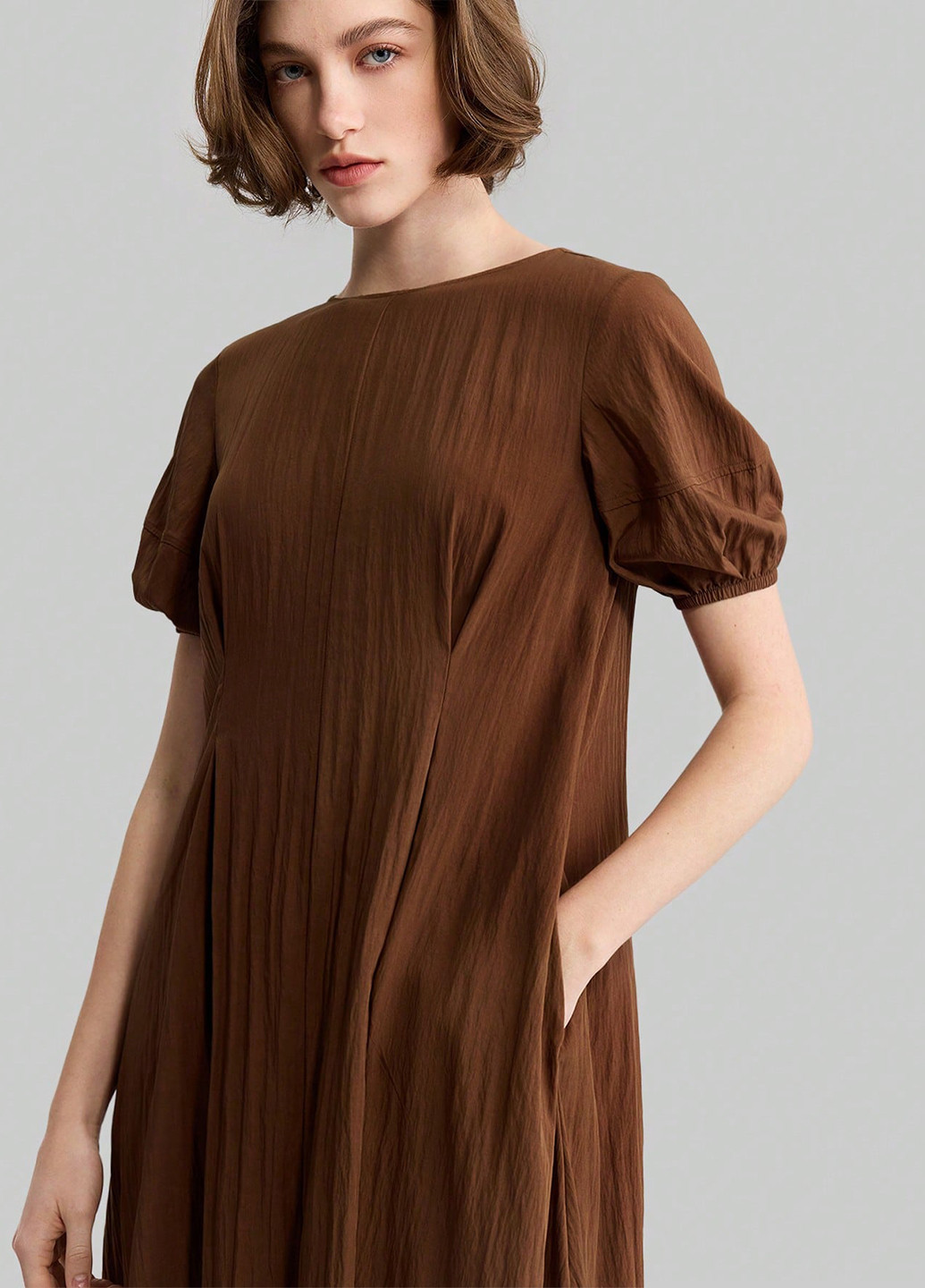 Коричнева кежуал сукня а-силует SHEIN однотонна