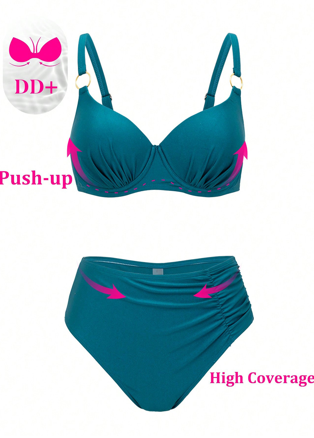 Бирюзовый летний купальник (лиф, трусики) раздельный SHEIN