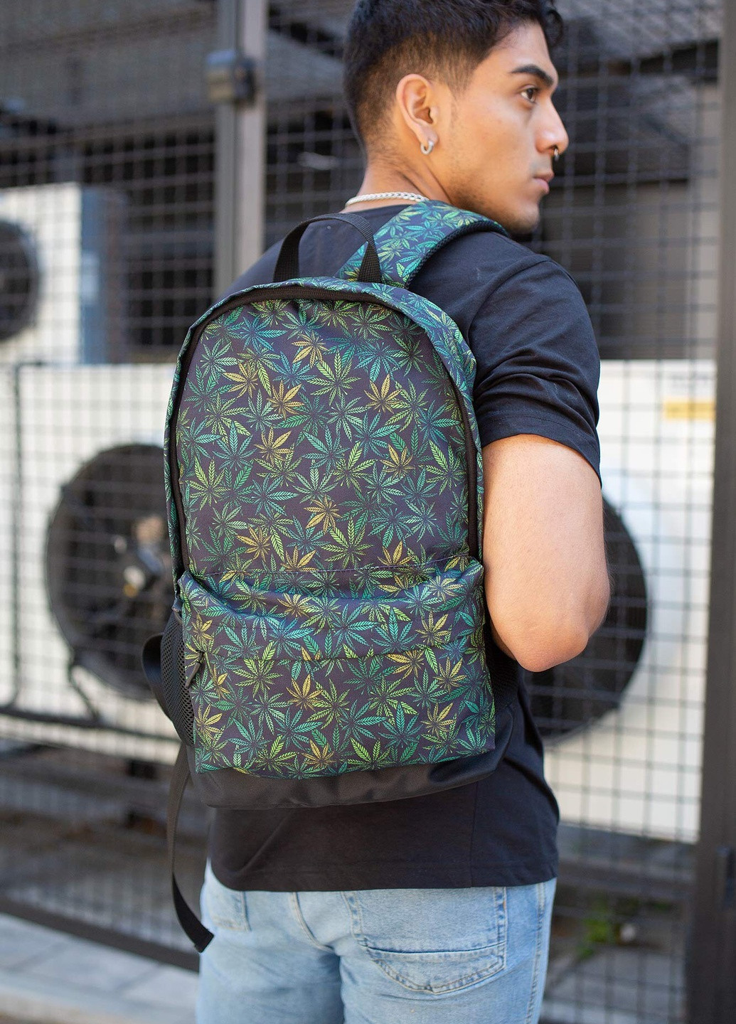 Рюкзак з Малюнком Marihuana Without Basic малюнок чорний кежуал