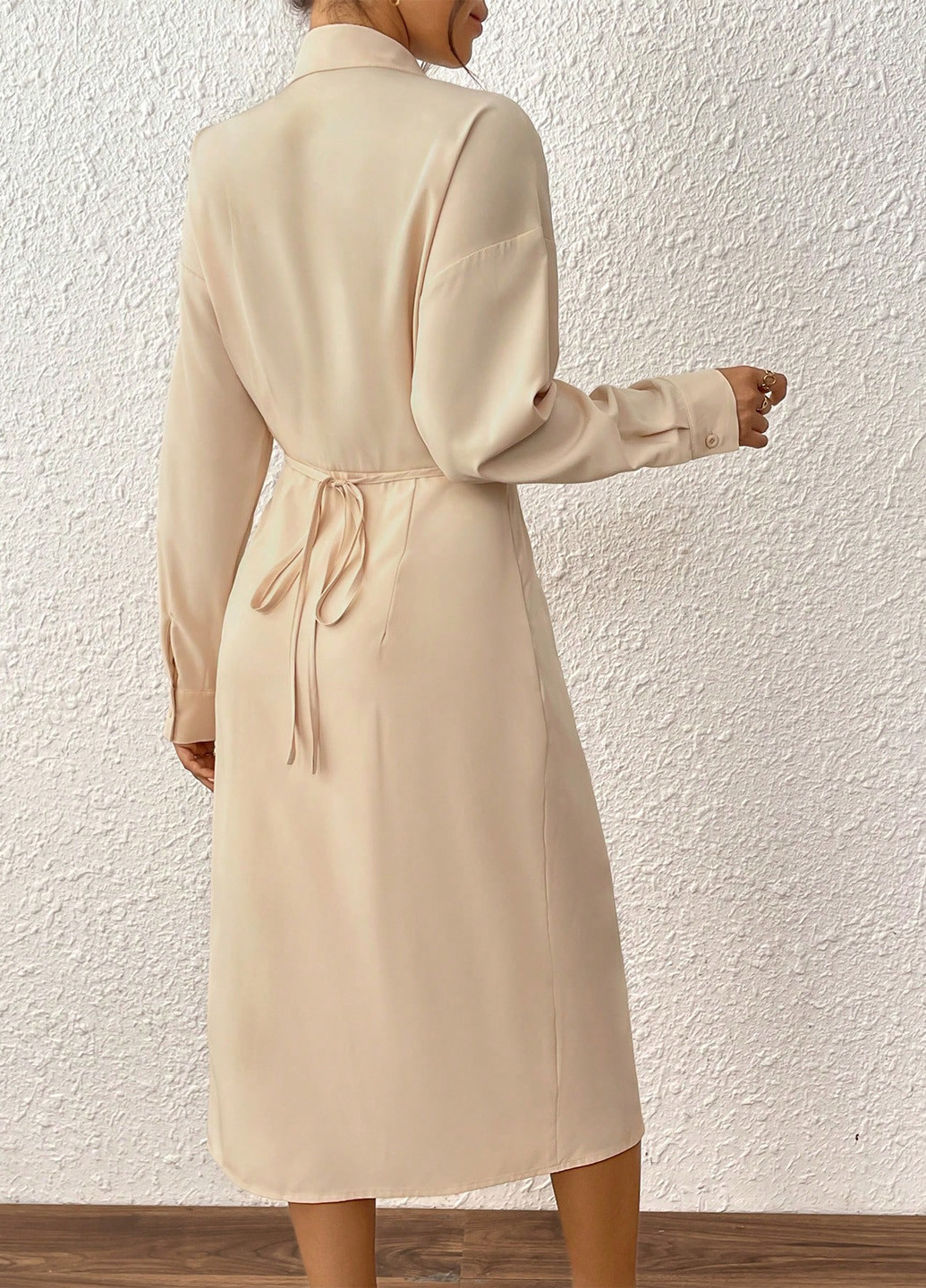 Кремова святковий, ділова, кежуал сукня а-силует, сукня-сорочка SHEIN однотонна