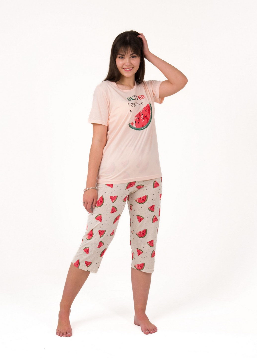 Персиковая всесезон пижама жеская Наталюкс 44-2632