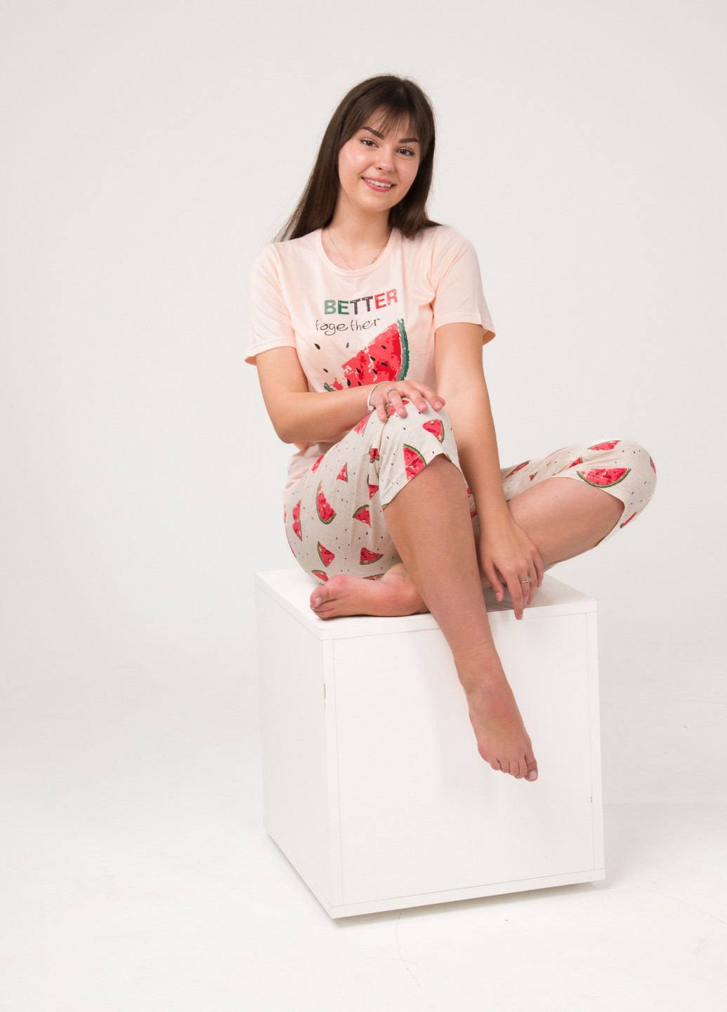 Персиковая всесезон пижама жеская Наталюкс 44-2632