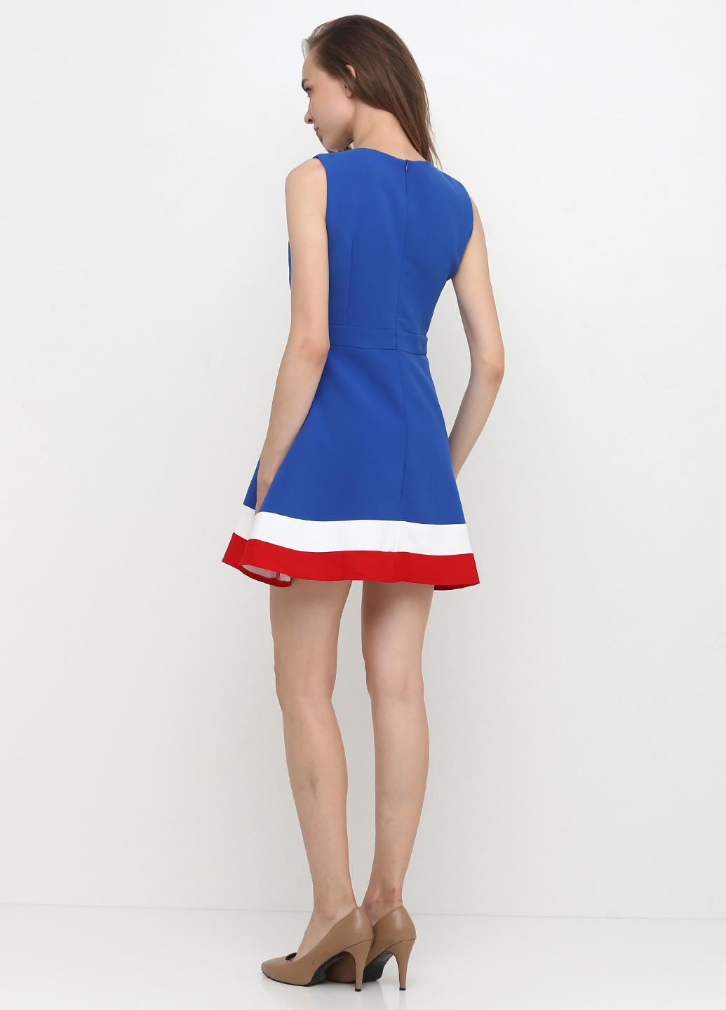 Синее коктейльное платье с юбкой-солнце Exclusive collection однотонное
