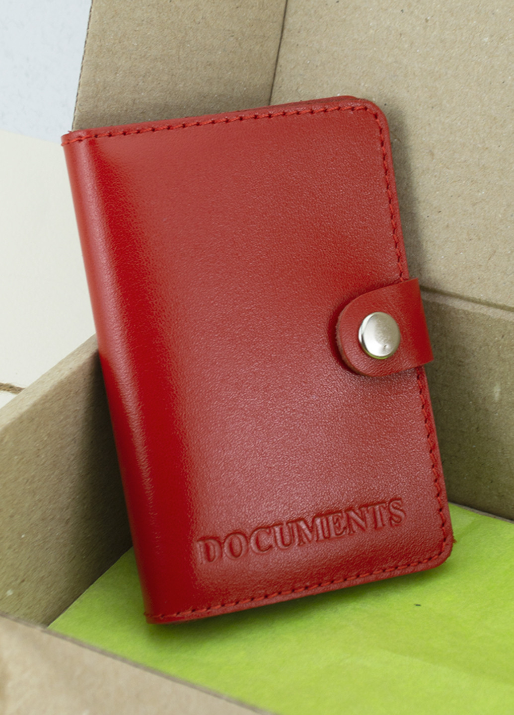 Подарочный женский набор №63: обложка на документы + обложка на паспорт + ключница (красный) HandyCover (250140796)