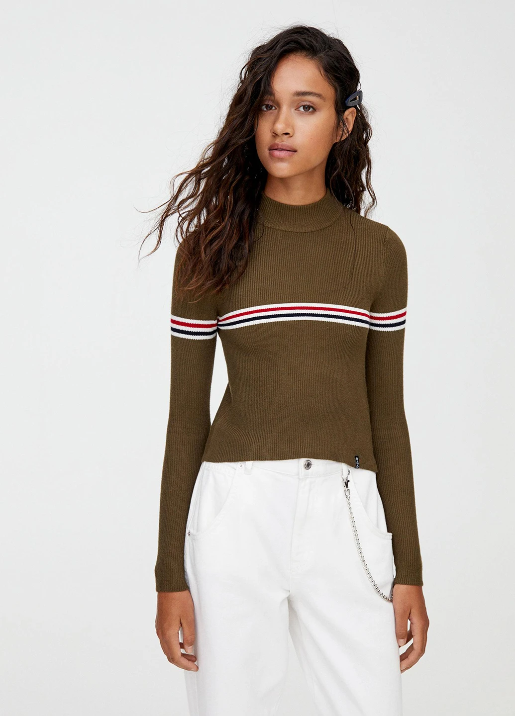 Гольф,хаки в полоску, Pull & Bear (251550472)