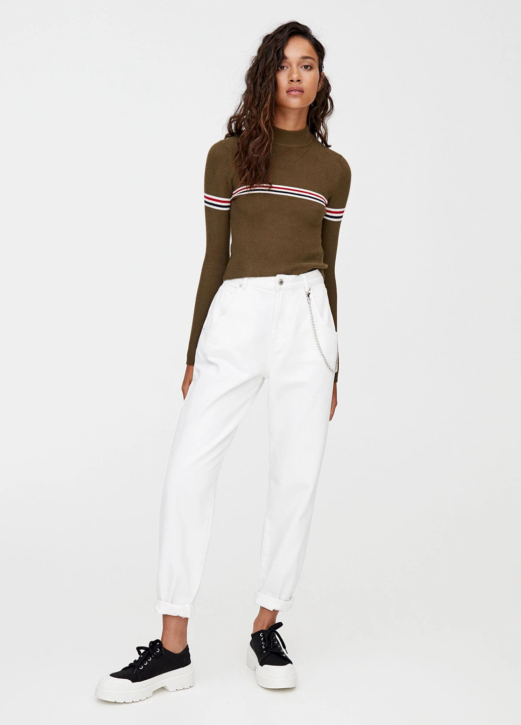 Гольф,хаки в полоску, Pull & Bear (251550472)