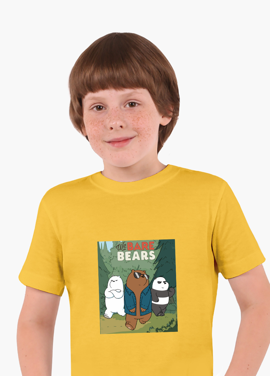 Желтая демисезонная футболка детская вся правда о медведях (we bare bears)(9224-2664) MobiPrint