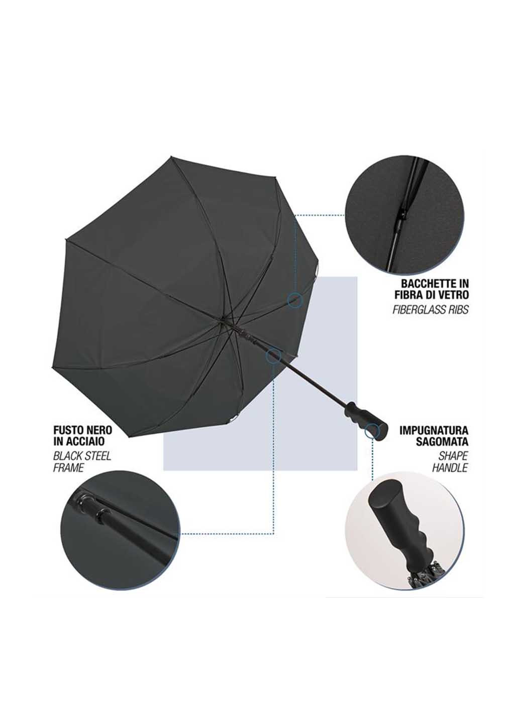 Чорна} парасолька Perletti велика система антивітер (363640825)