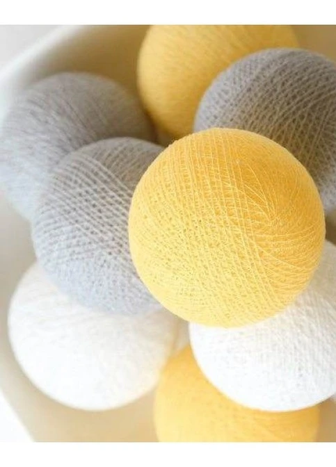 Гірлянда тайські ліхтарики CBL Yellow&Grey CBL 20 кульок, 3.7 м Cotton Ball Lights 1715 (252644008)