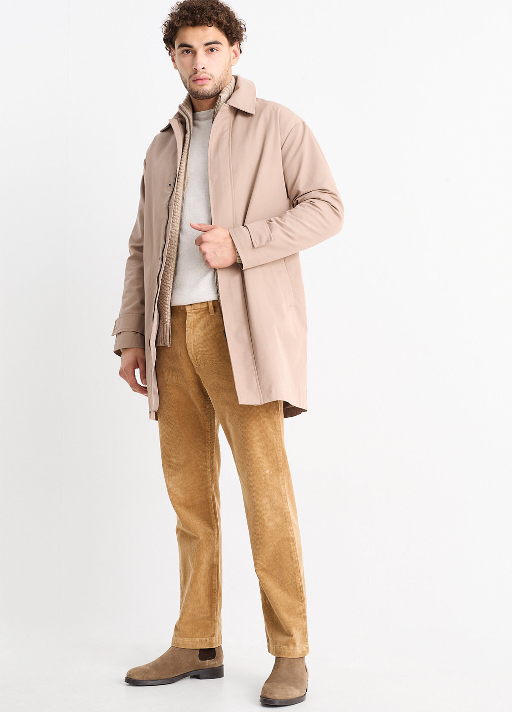 Светло-коричневые кэжуал демисезонные прямые брюки C&A