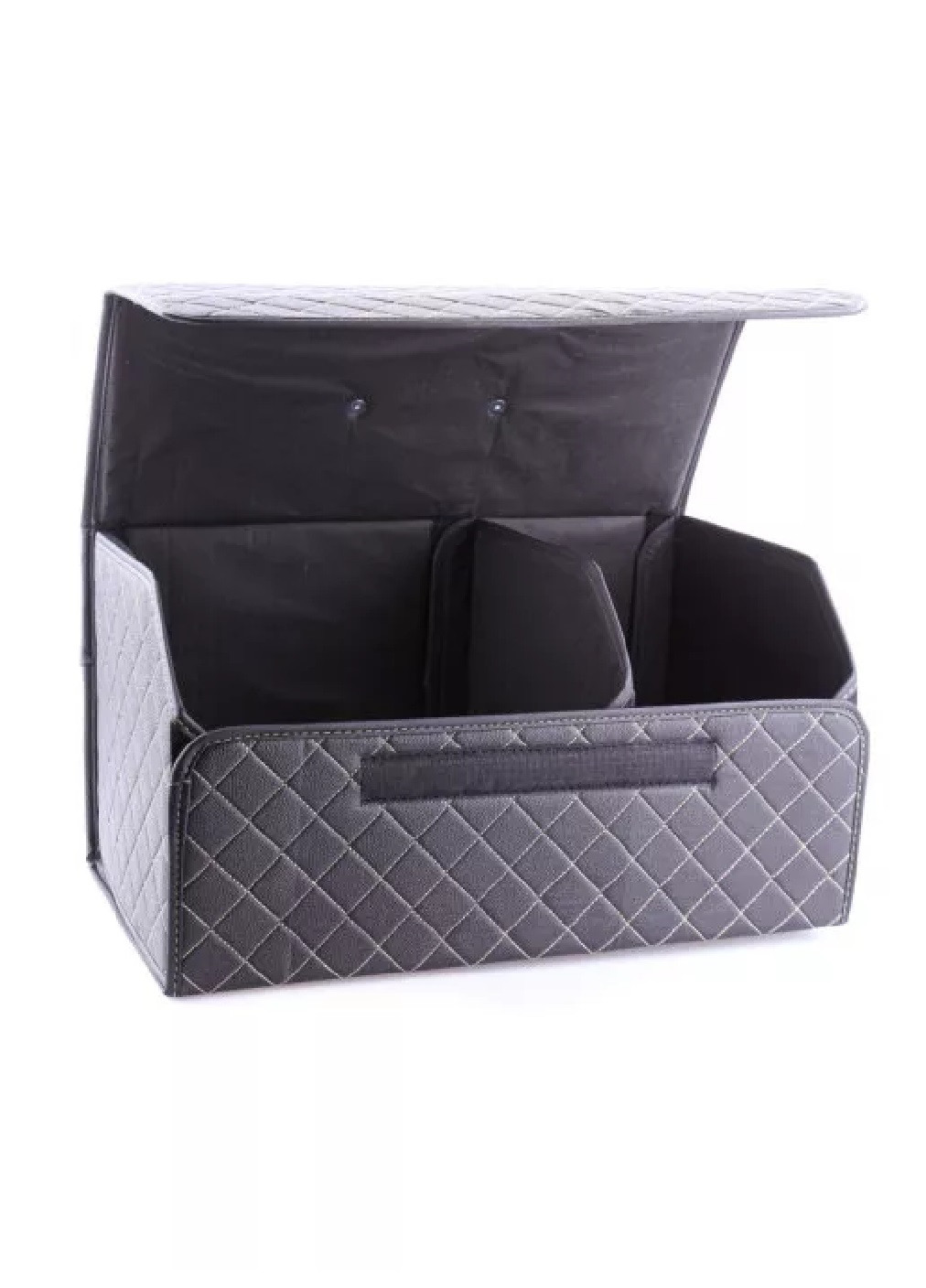 Органайзер складний сумка в багажник в автомобіль для продуктів з кришкою 66х32х30 см (473329-Prob) Чорний в білий квадрат Unbranded (254402615)