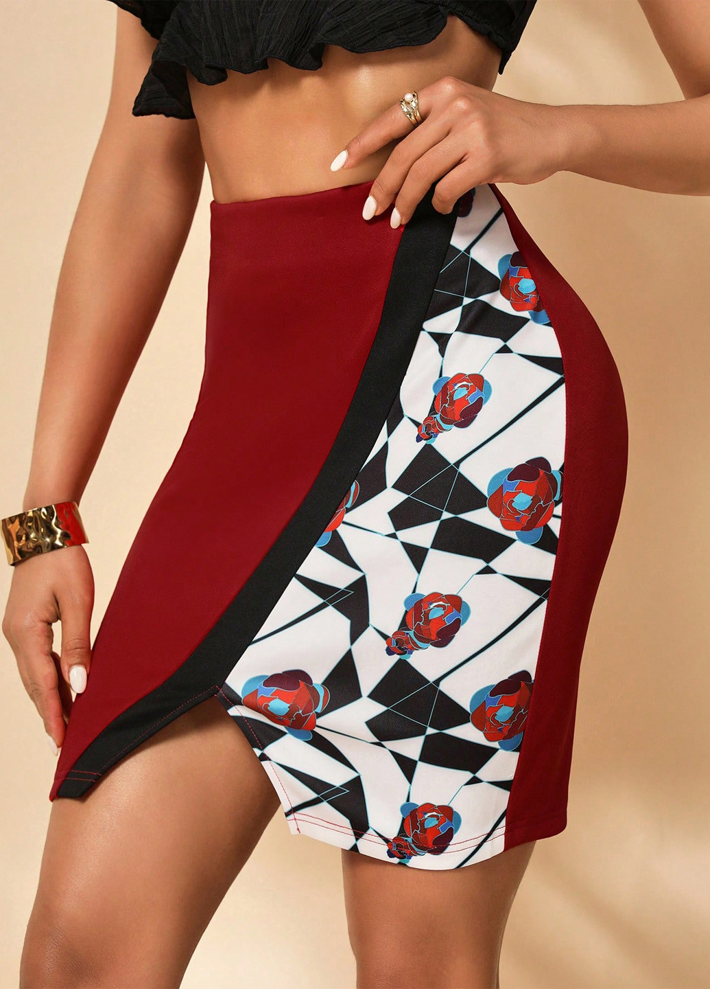 Разноцветная кэжуал колор блок юбка SHEIN карандаш