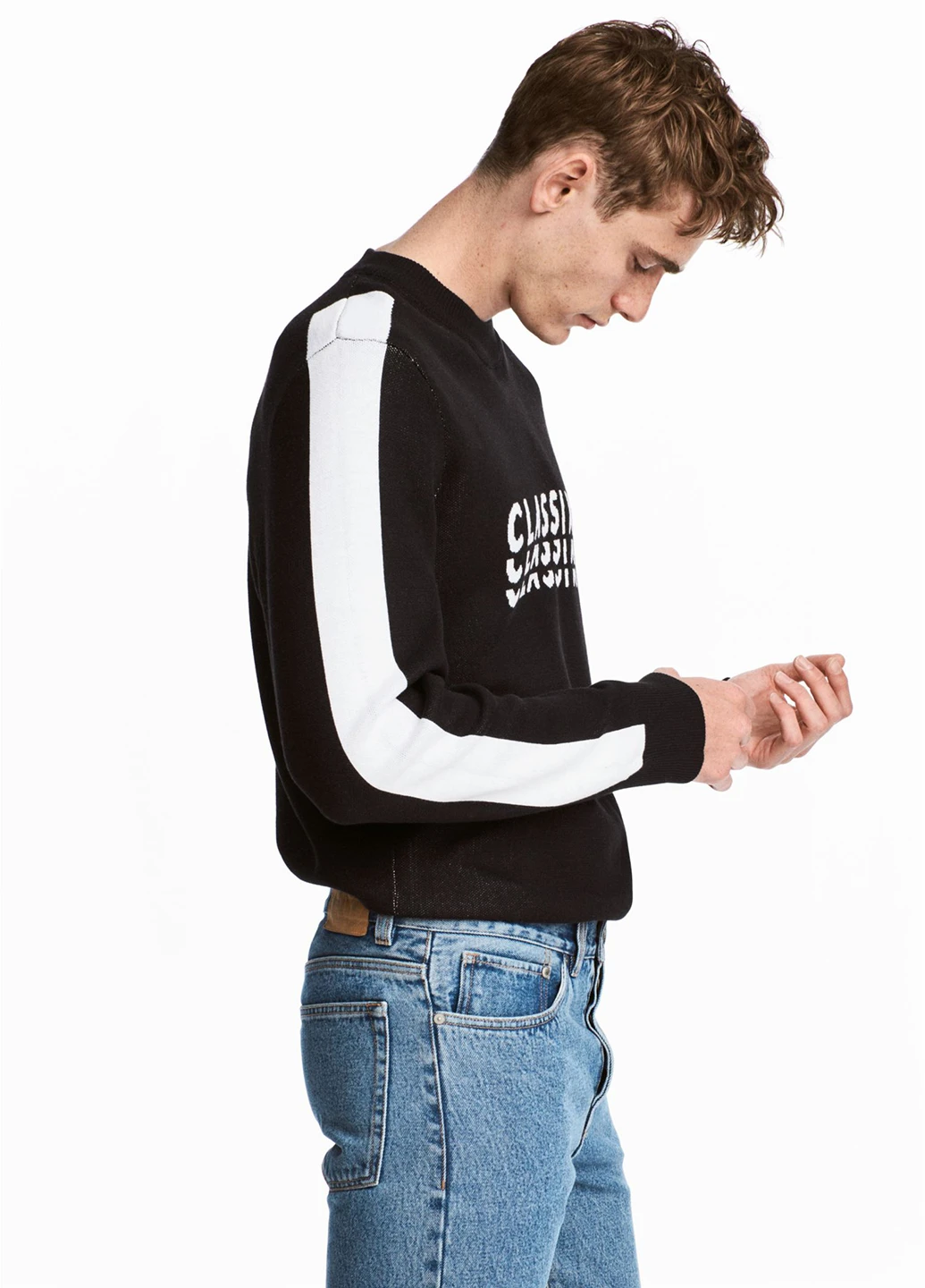 Чорний світшот H&M напис без декору (189389461)