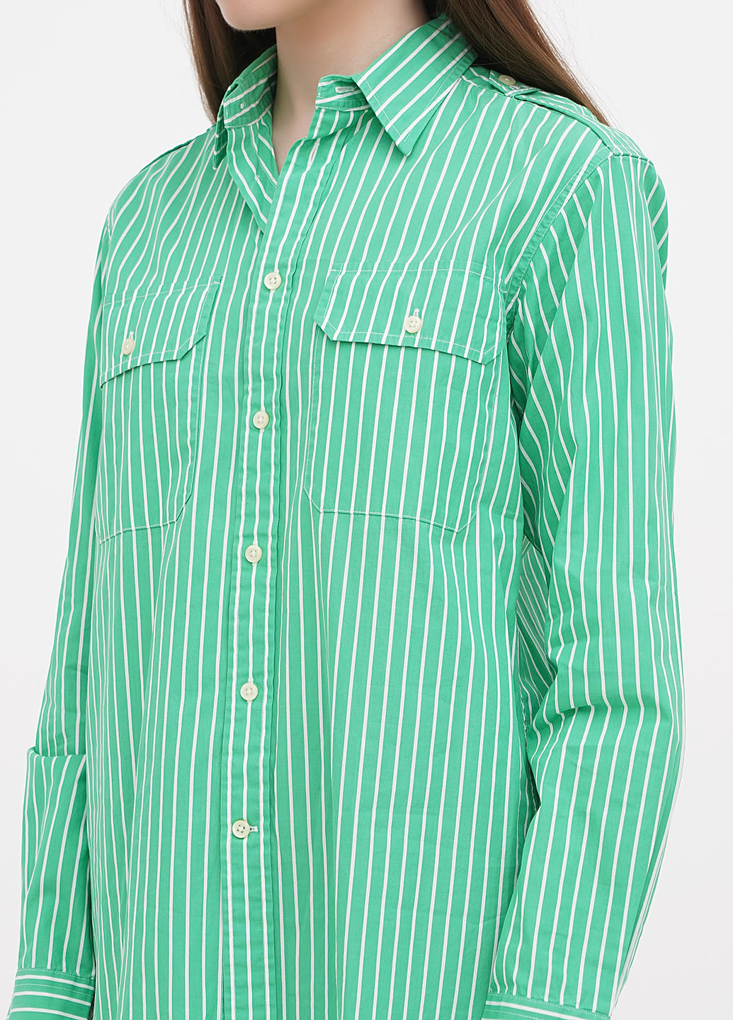Зеленая кэжуал рубашка в полоску Ralph Lauren