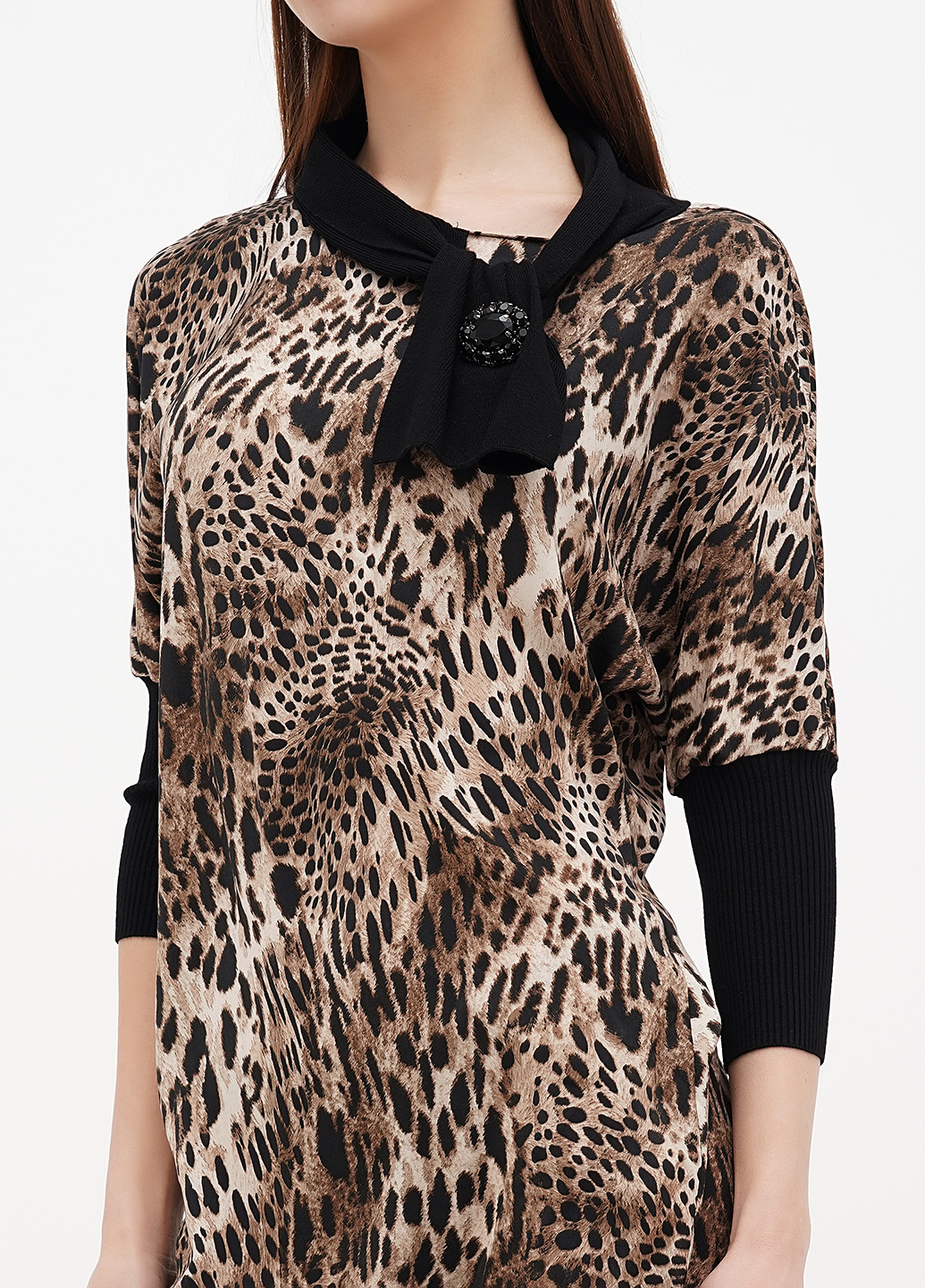 Комбинированное кэжуал платье Sassofono леопардовый