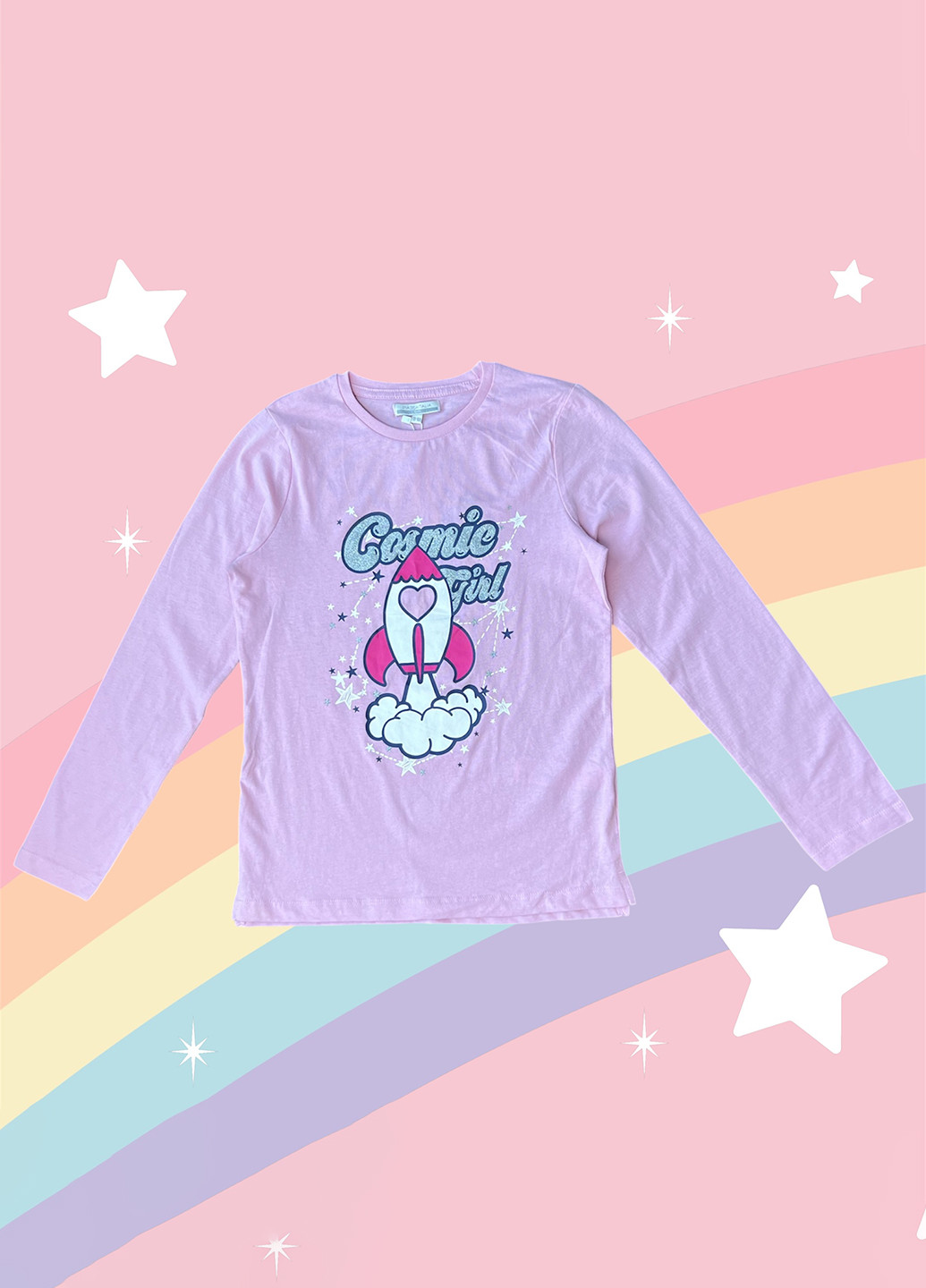 Розово-лиловый демисезонный кэжуал лонгслив Piazza Italia с рисунком