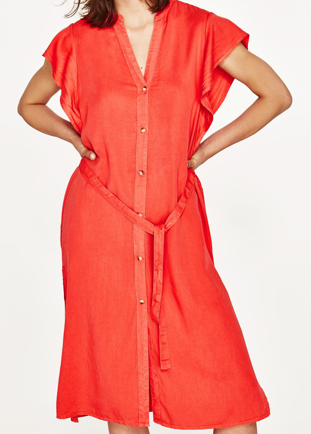 Помаранчево-червона кежуал платье Zara однотонна