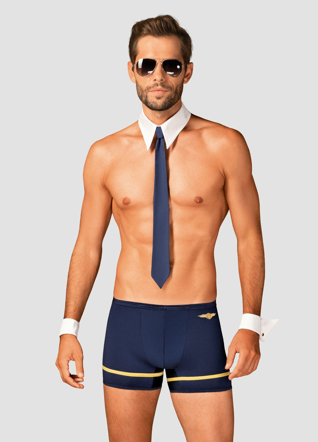 Еротичний ігровий костюм (труси, воротник з краваткаом, манжети, очки) Obsessive (256381868)